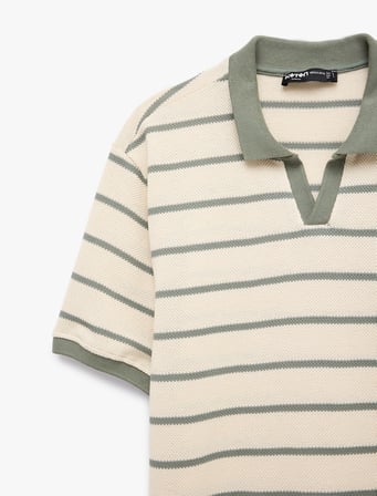 Pamuklu Regular Fit Kısa Kollu Çizgili Polo Yaka Tişört