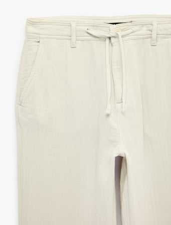 Pamuklu Cepli Straight Fit Beli Bağcıklı Düğmeli Pantolon