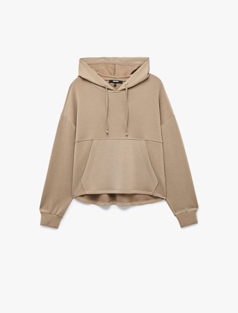 Regular Fit Modal Kumaş Uzun Kollu Kapüşonlu Kanguru Cepli Sweatshirt