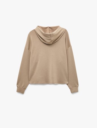 Regular Fit Modal Kumaş Uzun Kollu Kapüşonlu Kanguru Cepli Sweatshirt