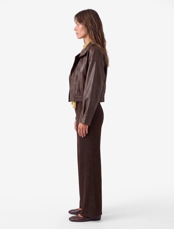 Normal Bel Regular Fit Metalik İplikli Geniş Paça Uzun Pantolon