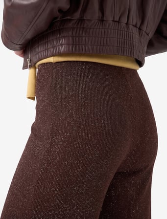 Normal Bel Regular Fit Metalik İplikli Geniş Paça Uzun Pantolon