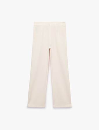 Yüksek Bel Cepli Regular Fit Geniş Paça Kumaş Pantolon