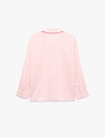 Uzun Kollu Çizgili Oversize Gömlek