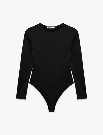 Bisiklet Yaka Uzun Kollu Bodysuit
