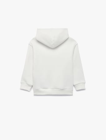 Uzun Kollu Baskılı Şardonlu Oversize Kapşonlu Sweatshirt