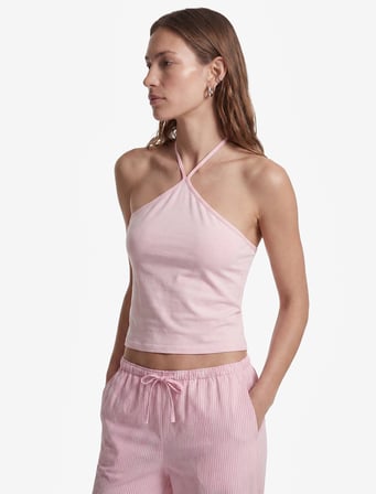 Koton X Sibil Çetinkaya - Slim Fit Boyundan Bağlamalı Halter Yaka Top