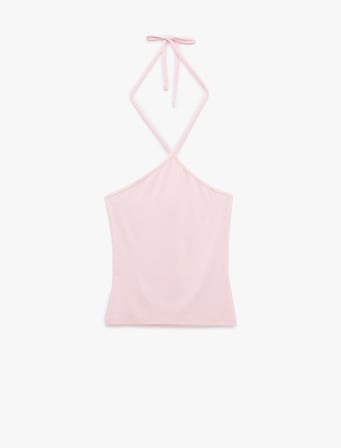 Koton X Sibil Çetinkaya - Slim Fit Boyundan Bağlamalı Halter Yaka Top