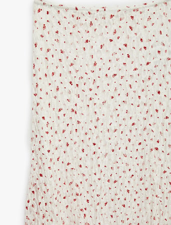 Koton X Sibil Çetinkaya - Slim Fit Çiçekli Dantel Midi Etek