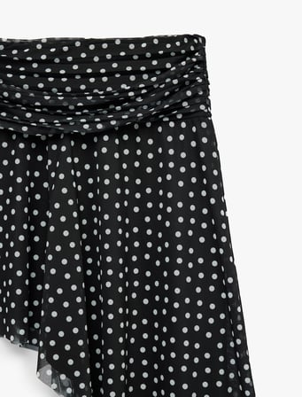 Koton X Sibil Çetinkaya - Asimetrik Kesim Drape Detaylı Puantiyeli Tül Etek