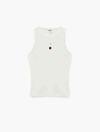 Koton X Sibil Çetinkaya - Pamuklu Halter Yaka Kolsuz Kiraz Baskılı Top