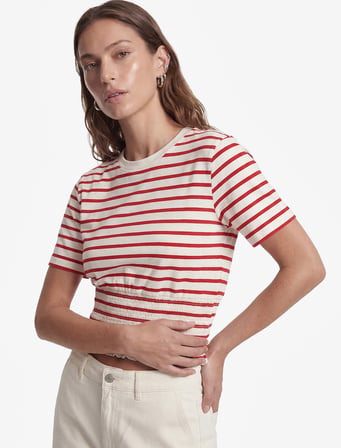 Koton X Sibil Çetinkaya - Slim Fit Gipeli Bisiklet Yaka Kısa Kollu Çizgili Denizci Tişörtü