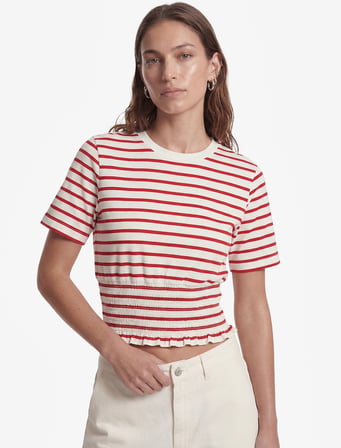 Koton X Sibil Çetinkaya - Slim Fit Gipeli Bisiklet Yaka Kısa Kollu Çizgili Denizci Tişörtü