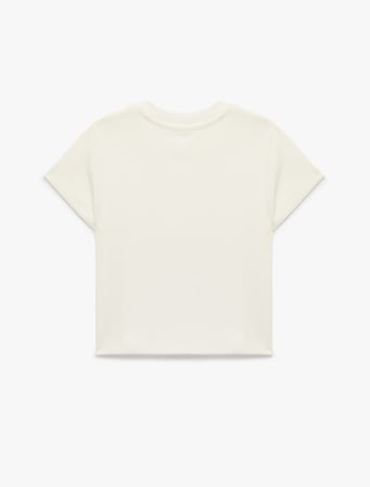 Koton X Sibil Çetinkaya - Slim Fit Kısa Kollu Bisiklet Yaka Tavşan Baskılı Crop Tişört