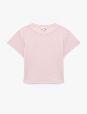 Koton X Sibil Çetinkaya - Yarı Transparan Slim Fit Kısa Kollu Bisiklet Yaka Tişört