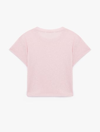 Koton X Sibil Çetinkaya - Yarı Transparan Slim Fit Kısa Kollu Bisiklet Yaka Tişört