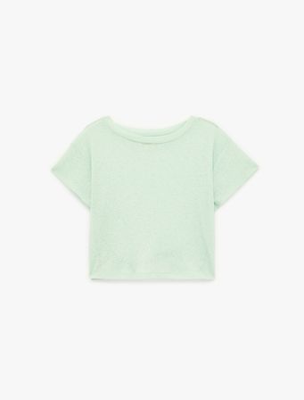 Koton X Sibil Çetinkaya - Yarı Transparan Slim Fit Kısa Kollu Bisiklet Yaka Tişört