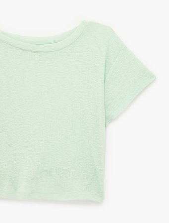 Koton X Sibil Çetinkaya - Yarı Transparan Slim Fit Kısa Kollu Bisiklet Yaka Tişört