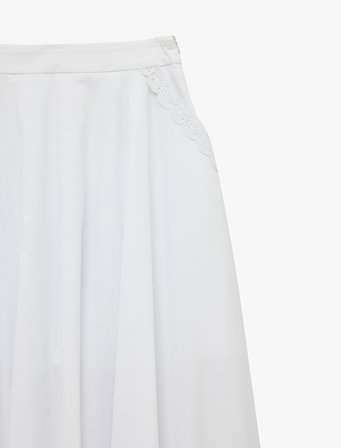 Koton X Sibil Çetinkaya - Pamuklu Cepli Poplin Kloş Midi Etek