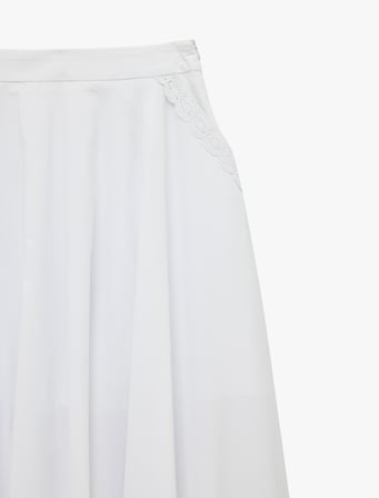 Koton X Sibil Çetinkaya - Pamuklu Cepli Poplin Kloş Midi Etek