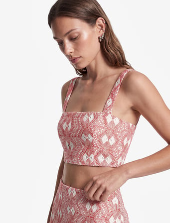 Koton X Sibil Çetinkaya - Slim Fit Nakışlı Brodeli A Kesim Mini Etek