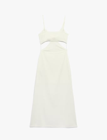 Koton X Sibil Çetinkaya - Aksesuarlı Pencere Detaylı Dokulu İp Askılı Bodycon Elbise