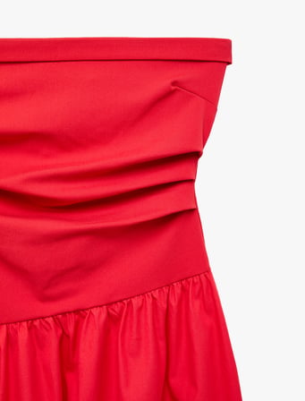 Koton X Sibil Çetinkaya -  Drape Detaylı Straplez Midi Elbise
