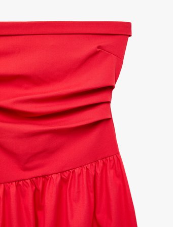 Koton X Sibil Çetinkaya -  Drape Detaylı Straplez Midi Elbise