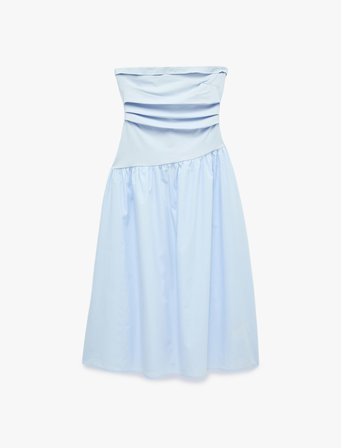 Koton X Sibil Çetinkaya -  Drape Detaylı Straplez Midi Elbise