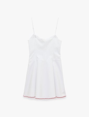 Koton X Sibil Çetinkaya - Pamuklu Kalp Yaka Çiçek İşleme Detaylı Korse Detaylı İnce Askılı Mini Poplin Elbise