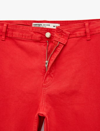 Normal Bel Rahat Kalıp Kesik Paça Jean Pantolon - Culoette Jean