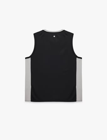 Regular Fit Renk Bloklu Kolsuz Bisiklet Yaka Baskılı Spor Atlet