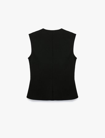Krep Scuba Kumaş Slim Fit Düğmeli V Yaka Yelek