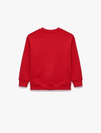 Uzun Kollu Bisiklet Yaka Baskılı Oversize Sweatshirt
