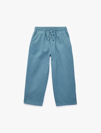 Beli Bağcıklı Pamuklu Balon Form Pantolon