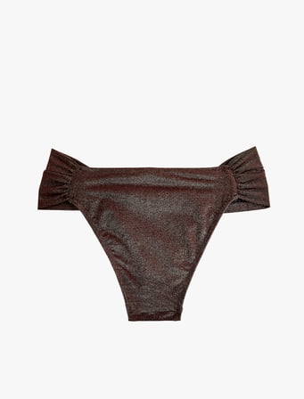 Büzgü Detaylı Simli Brazilian Bikini Altı