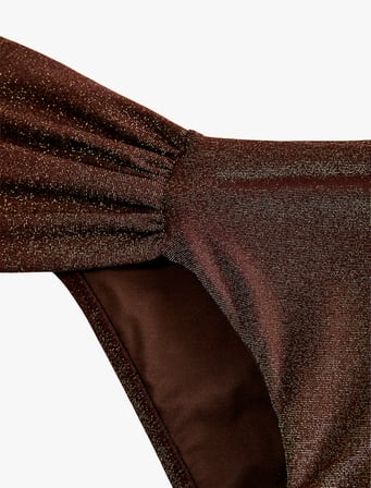 Büzgü Detaylı Simli Brazilian Bikini Altı
