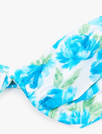 Büzgülü Çiçekli Balenli Bikini Üstü