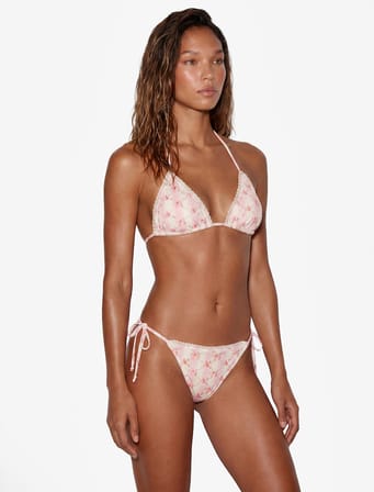 Koton X Sibil Çetinkaya - Fırfırlı Dantel Detaylı Çiçekli Üçgen Bikini Üstü