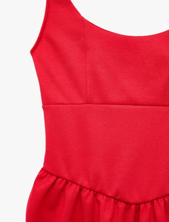 Kolsuz U Yaka Rahat Kalıp Mini Kloş Elbise