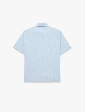Regular Fit Klasik Yaka Kısa Kollu Pötikare Desenli Gömlek