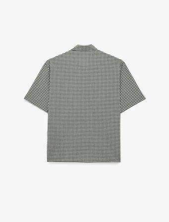 Regular Fit Klasik Yaka Cepli Kısa Kollu Pötikare Desenli Gömlek