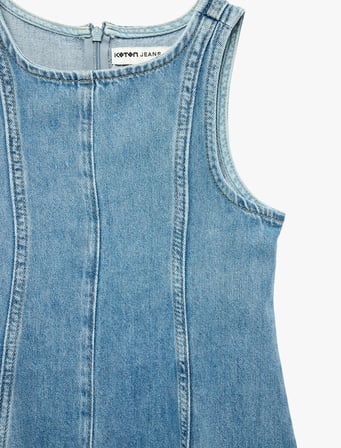 Bol Kesim A Kesim Kolsuz Bisiklet Yaka Denim Elbise