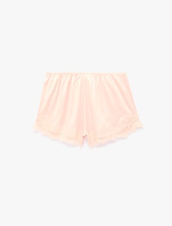 Beli Lastikli Rahat Kalıp Dantelli Saten Şort Pijama Altı