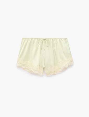 Beli Lastikli Rahat Kalıp Dantelli Saten Şort Pijama Altı
