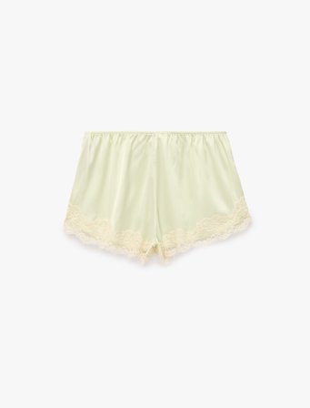 Beli Lastikli Rahat Kalıp Dantelli Saten Şort Pijama Altı