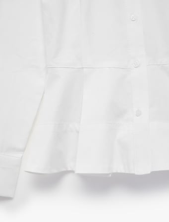 Pamuklu Uzun Kollu Düğmeli Klasik Yaka Peplum Gömlek