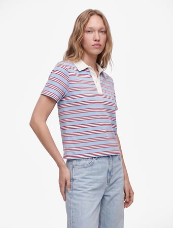 Modal Karışımlı Regular Fit Düğmeli Kısa Kollu Polo Yaka Çizgili Tişört