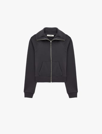 Pamuklu Uzun Kollu Cep Detaylı Slim Fit Fermuarlı Sweatshirt