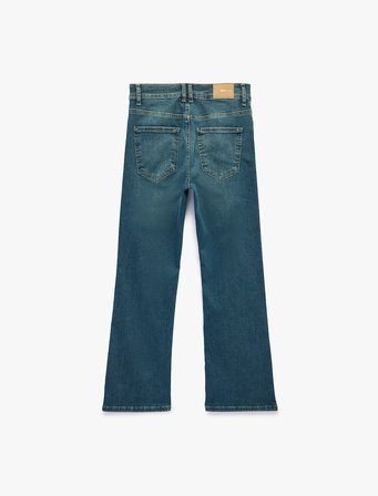 Pamuklu Dar Kalıp Normal Bel İspanyol Paça Denim Pantolon - Flare Jeans